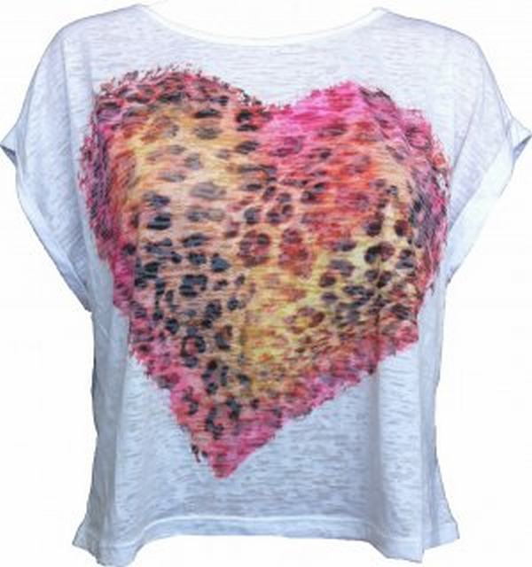 SL030 Ex UK Chainstore Leopard Heart T-Shirt x22
